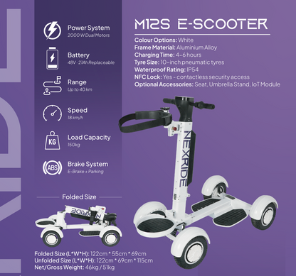 NEXRIDE M12S Electric Golf Scooter | 21Ah Battery & 18+ Holes